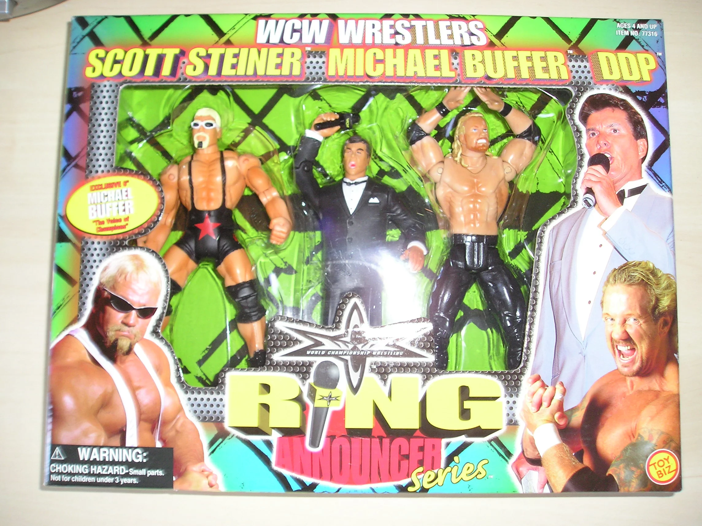 WCW Wrestling Figuren Set Scott Steiner Michael Buffer DDP Ring Announcer
