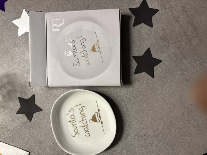 Weihnachtsteller Santa's watching mit Originalverpackung