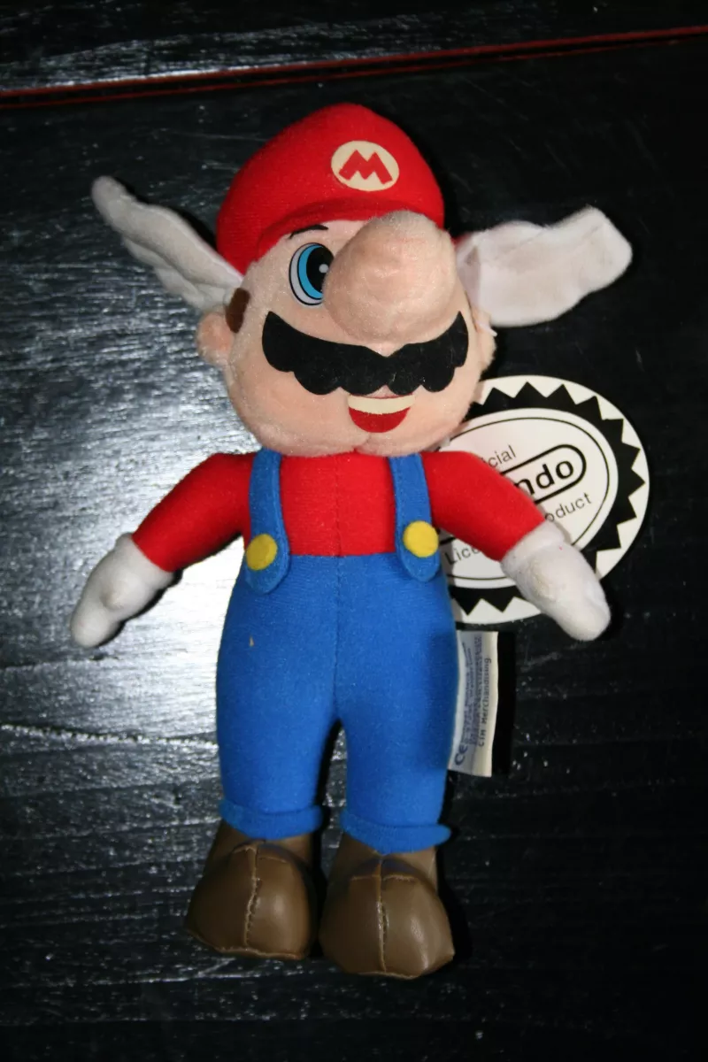 Super Mario Plüschfigur mit Etikett